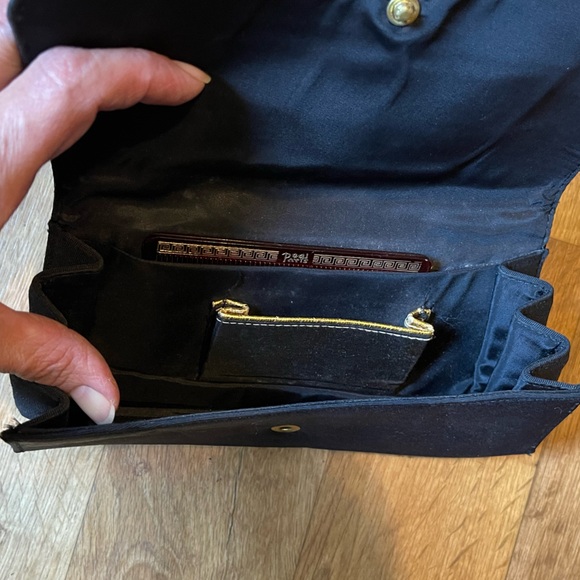 Vintage 50’s Pegi Paris Clutch With Branded Amber Celluloid Tortoise Shell Comb - Picture 5 of 9